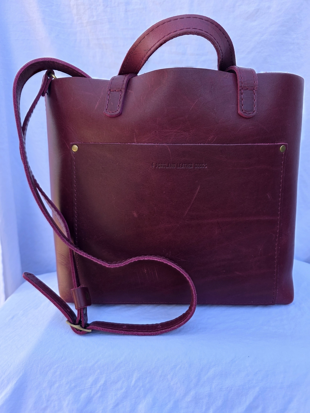 Portland Leather Boysenberry Leather Tote Bag with Strap